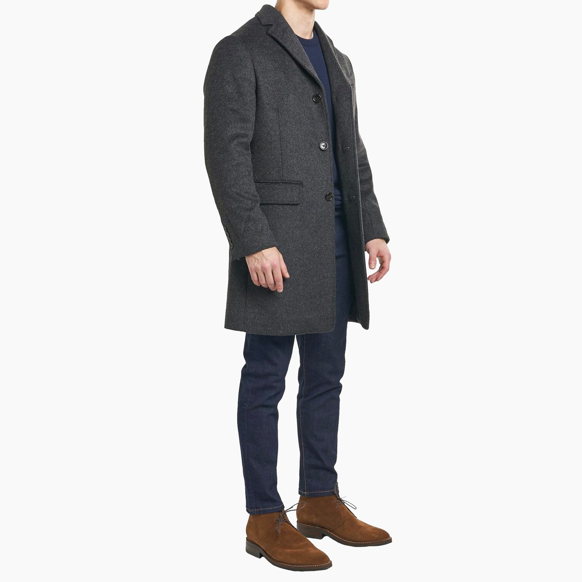 Fulton Wool Cashmere Topcoat - Charcoal, 2 (FOR Short Men) | Peter Manning NYC